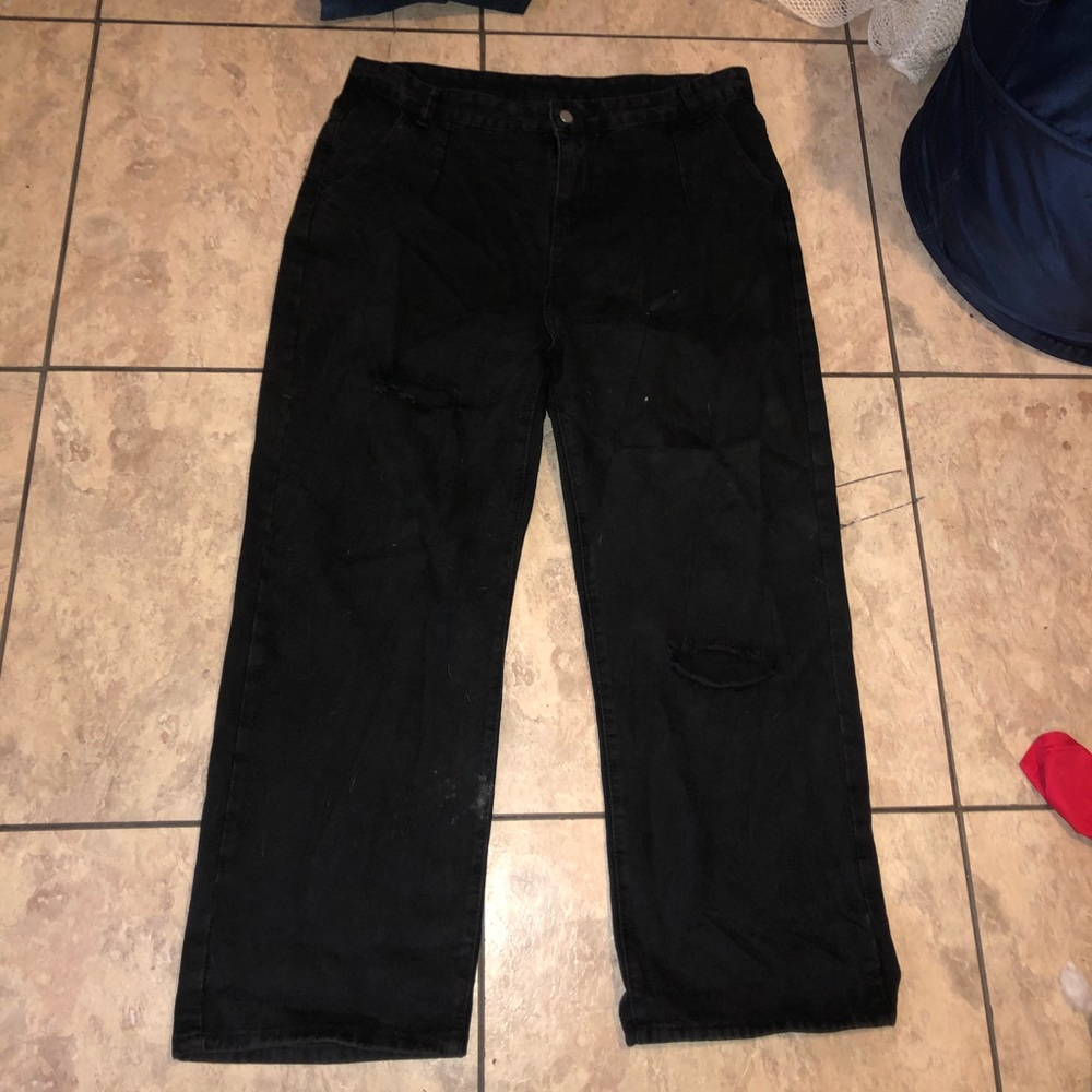 Black High Waisted Ripped Jeans
